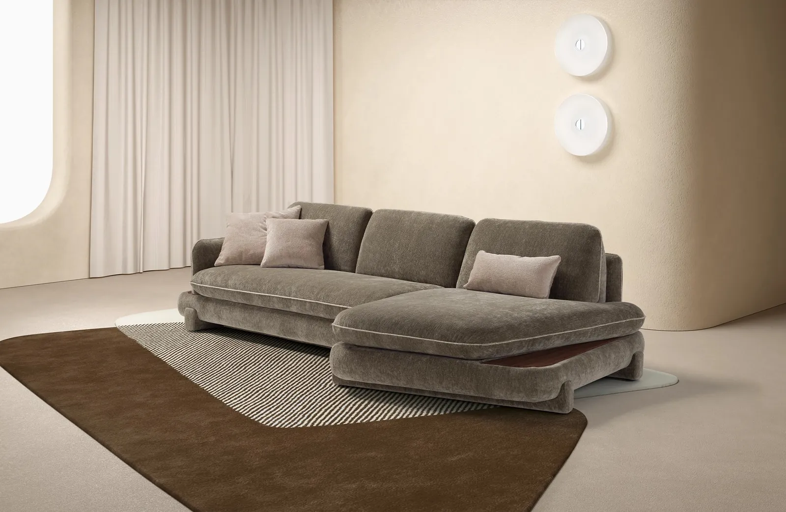 Dienne: sofá cama Alma con chaise longue