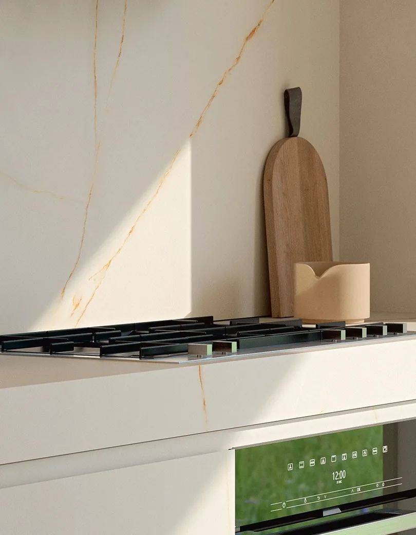 Porcelain tile samples under different lighting