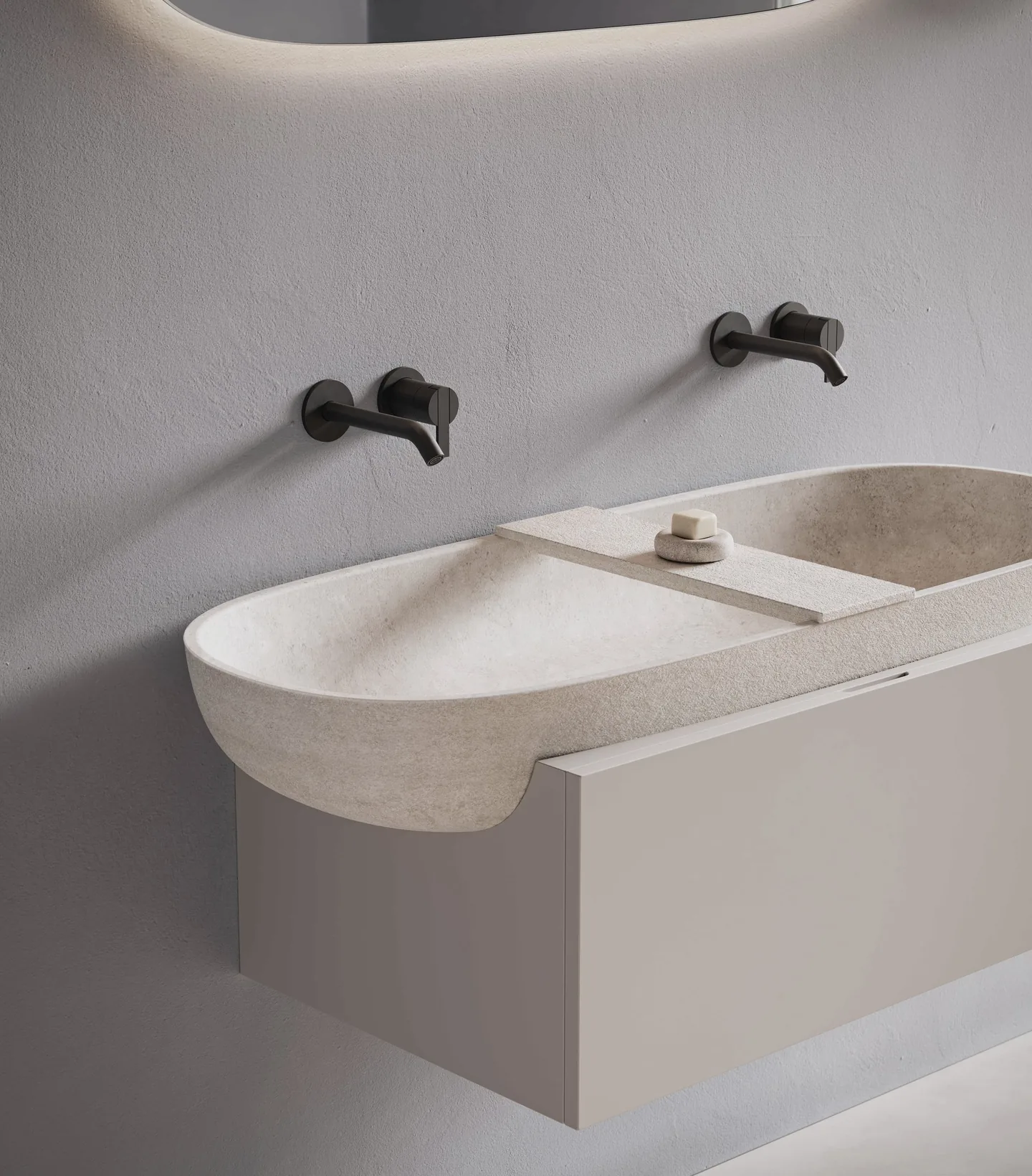A made-to-measure vanity and mirror